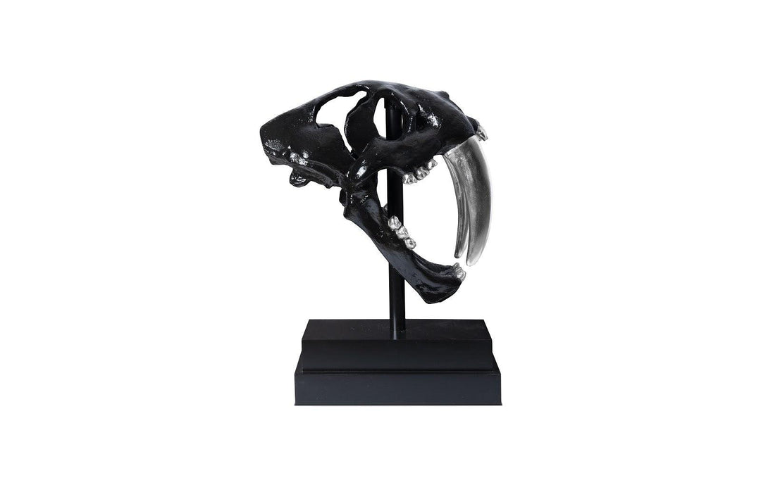 SwayLiving Saber Tooth Tiger Skull, Black DECORATIVE OBJECTS