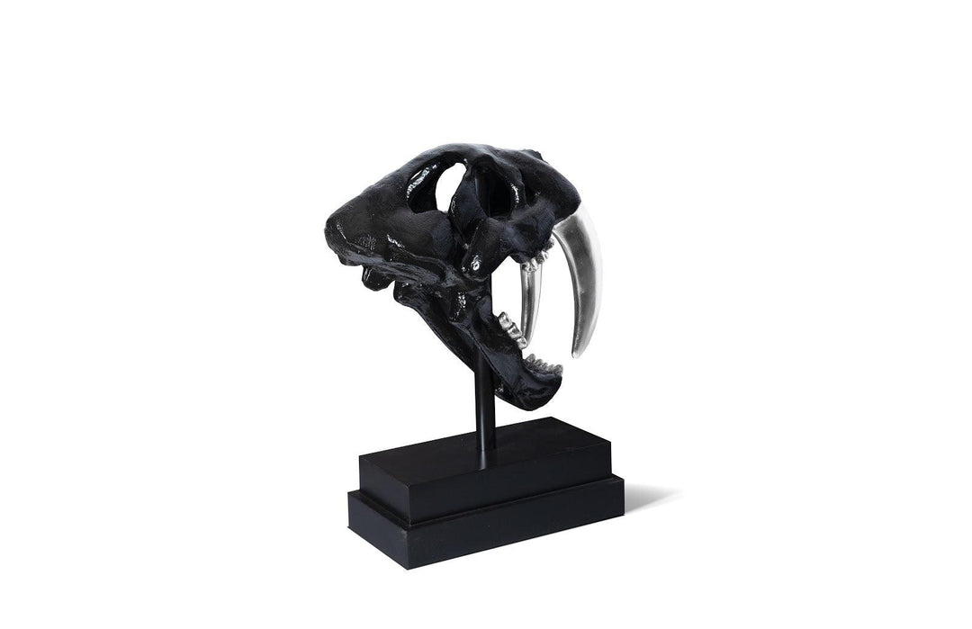 SwayLiving Saber Tooth Tiger Skull, Black DECORATIVE OBJECTS