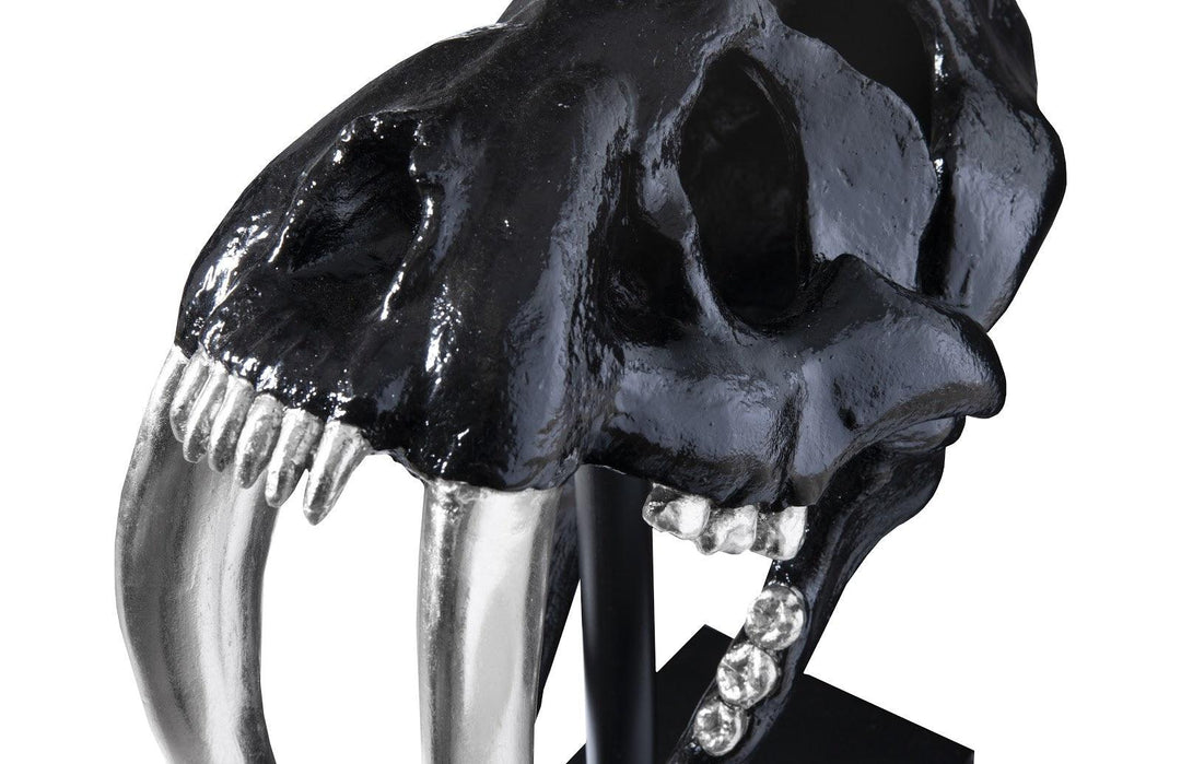 SwayLiving Saber Tooth Tiger Skull, Black DECORATIVE OBJECTS