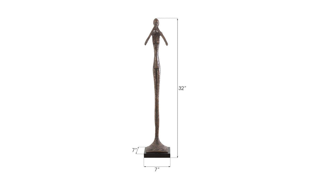 SwayLiving Speak No Evil Slender Sculpture, Small, Resin, Bronze Finish DECORATIVE OBJECTS