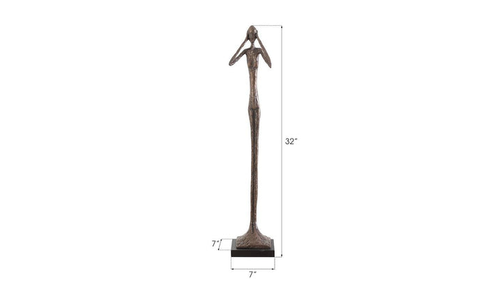 SwayLiving Hear No Evil Slender Sculpture, Small, Resin, Bronze Finish DECORATIVE OBJECTS