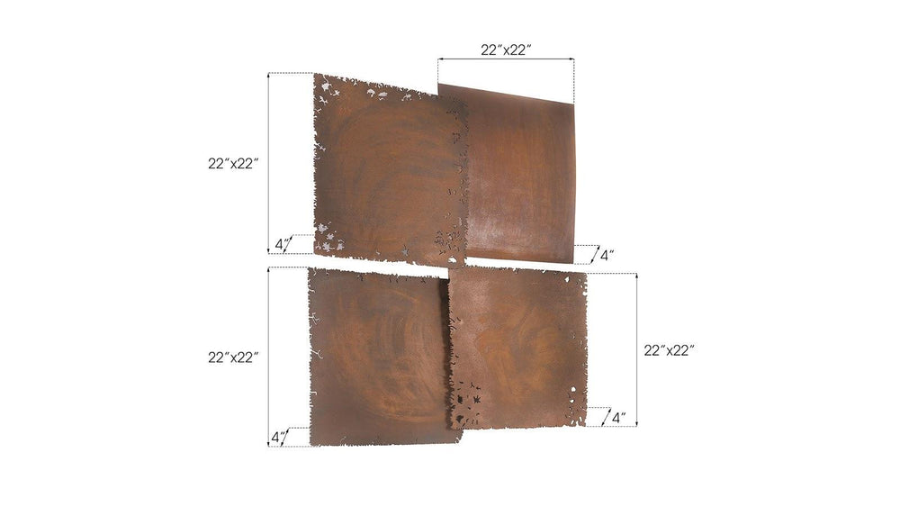 SwayLiving Cast Square Oil Drum Wall Tiles, Resin, Rust Finish, Set of 4 WALL ACCENTS