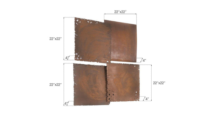 SwayLiving Cast Square Oil Drum Wall Tiles, Resin, Rust Finish, Set of 4 WALL ACCENTS