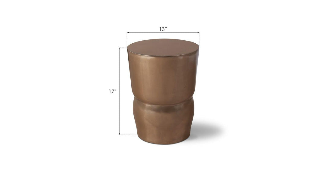 SwayLiving Carved Stool, Polished Bronze OTTOMANS, POUFS, + STOOLS