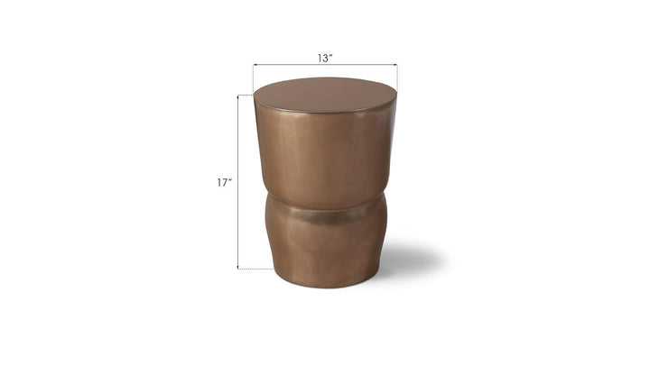 SwayLiving Carved Stool, Polished Bronze OTTOMANS, POUFS, + STOOLS