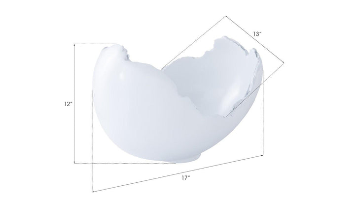 SwayLiving Burled Bowl, Glossy White DECORATIVE TRAYS, PLATES, + BOWLS