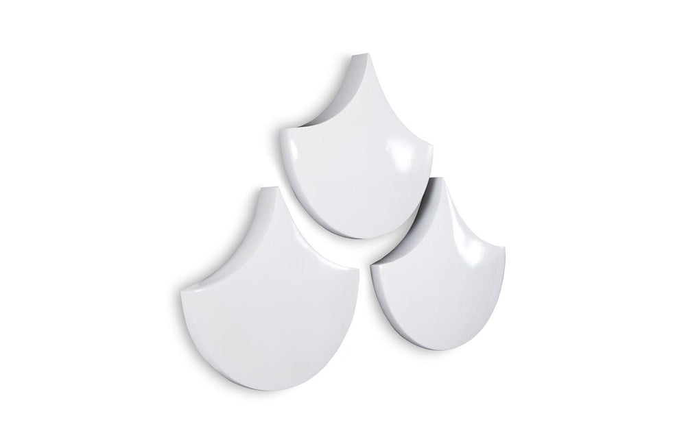 SwayLiving Scales Wall Tiles, Glossy White, Set of 3 WALL ACCENTS