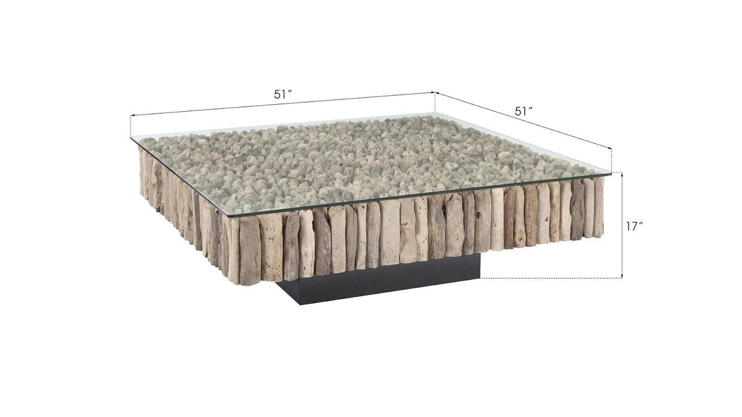 SwayLiving Manhattan Coffee Table, Square, with Glass COFFEE TABLES