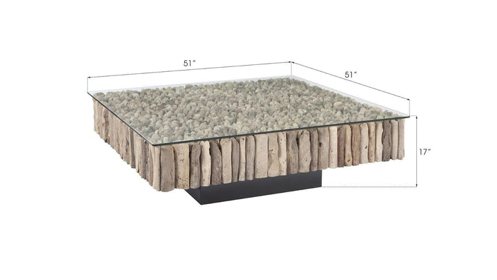 SwayLiving Manhattan Coffee Table, Square, with Glass COFFEE TABLES
