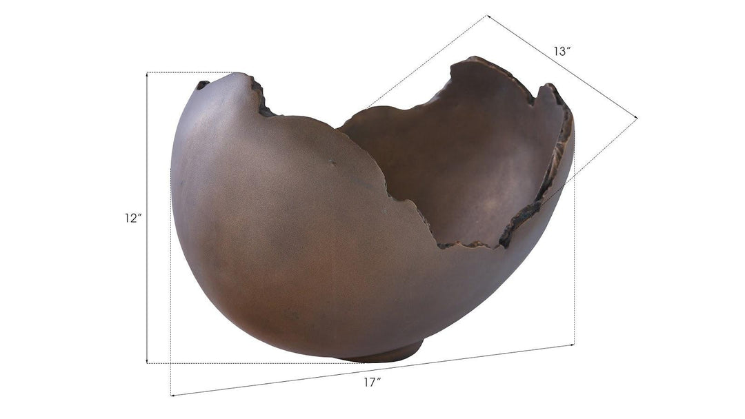 SwayLiving Burled Bowl, Resin, Bronze Finish DECORATIVE TRAYS, PLATES, + BOWLS