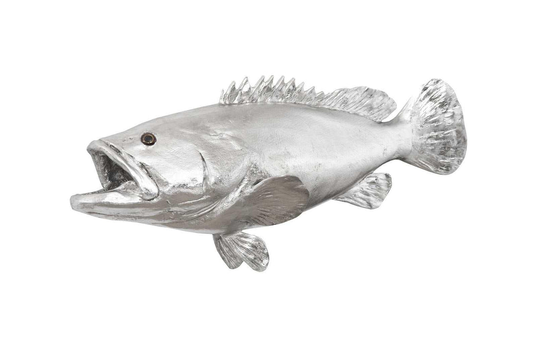SwayLiving Estuary Cod Fish Wall Sculpture, Resin, Silver Leaf WALL ACCENTS