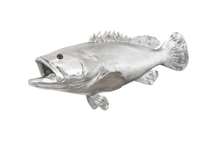 SwayLiving Estuary Cod Fish Wall Sculpture, Resin, Silver Leaf WALL ACCENTS
