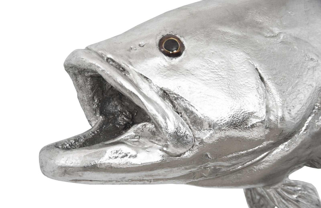 SwayLiving Estuary Cod Fish Wall Sculpture, Resin, Silver Leaf WALL ACCENTS