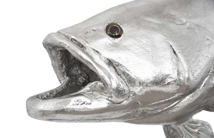 SwayLiving Estuary Cod Fish Wall Sculpture, Resin, Silver Leaf WALL ACCENTS