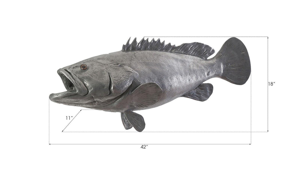 SwayLiving Estuary Cod Fish Wall Sculpture, Resin, Polished Aluminum Finish WALL ACCENTS
