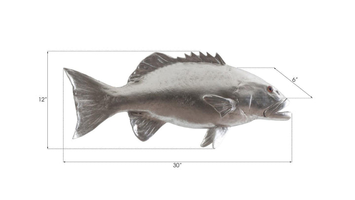 SwayLiving Coral Trout Fish Wall Sculpture, Resin, Silver Leaf WALL ACCENTS