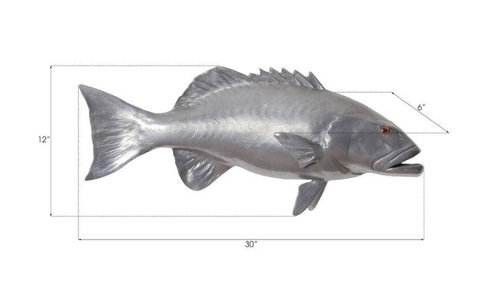 SwayLiving Coral Trout Fish Wall Sculpture, Resin, Polished Aluminum Finish WALL ACCENTS