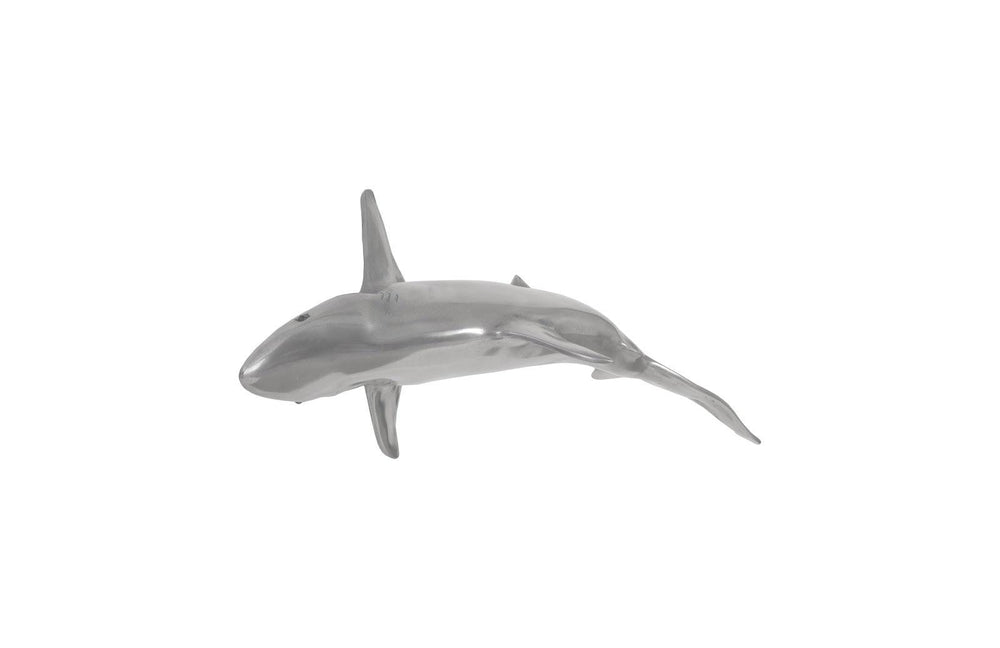 SwayLiving Whaler Shark Fish Wall Sculpture, Resin, Polished Aluminum Finish WALL ACCENTS