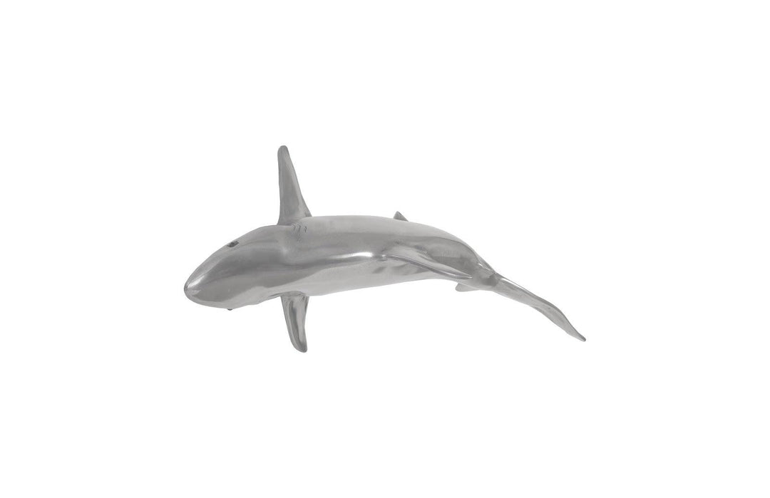SwayLiving Whaler Shark Fish Wall Sculpture, Resin, Polished Aluminum Finish WALL ACCENTS