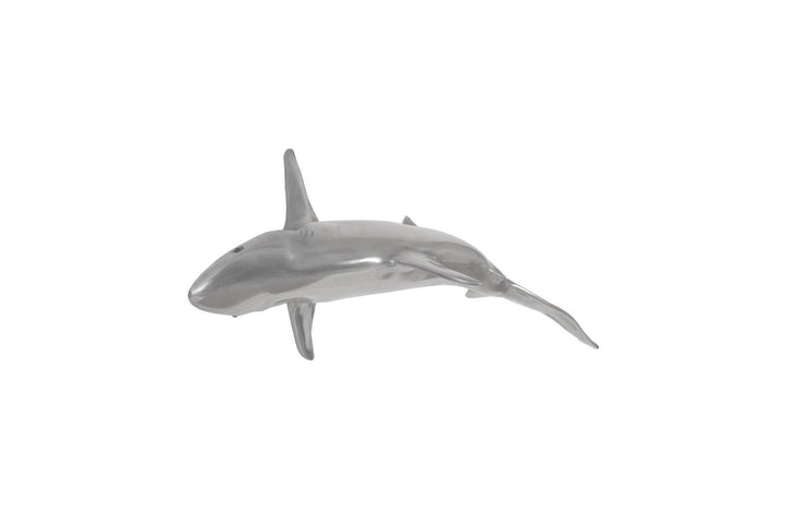 SwayLiving Whaler Shark Fish Wall Sculpture, Resin, Polished Aluminum Finish WALL ACCENTS