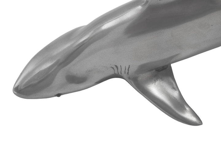 SwayLiving Whaler Shark Fish Wall Sculpture, Resin, Polished Aluminum Finish WALL ACCENTS
