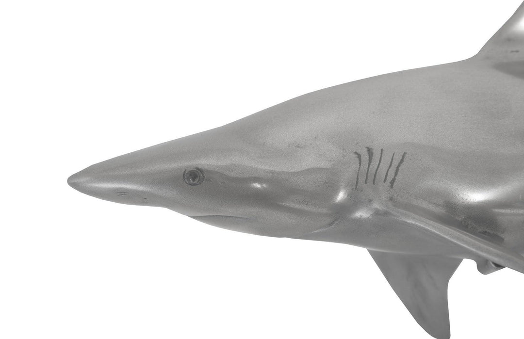 SwayLiving Whaler Shark Fish Wall Sculpture, Resin, Polished Aluminum Finish WALL ACCENTS