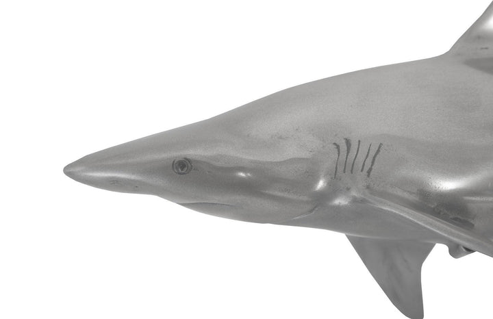 SwayLiving Whaler Shark Fish Wall Sculpture, Resin, Polished Aluminum Finish WALL ACCENTS