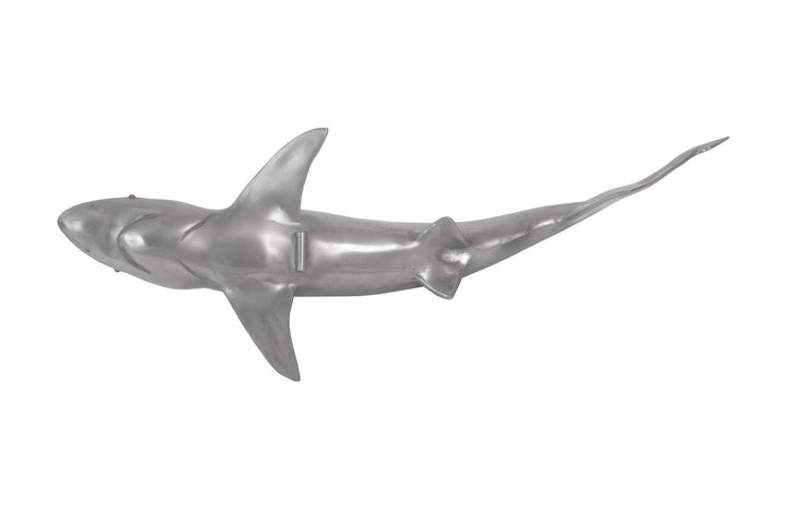 SwayLiving Whaler Shark Fish Wall Sculpture, Resin, Polished Aluminum Finish WALL ACCENTS