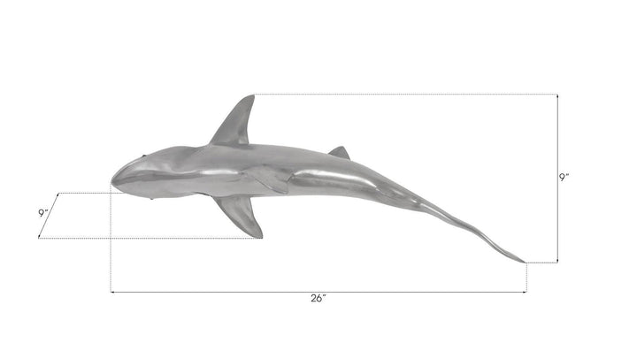 SwayLiving Whaler Shark Fish Wall Sculpture, Resin, Polished Aluminum Finish WALL ACCENTS