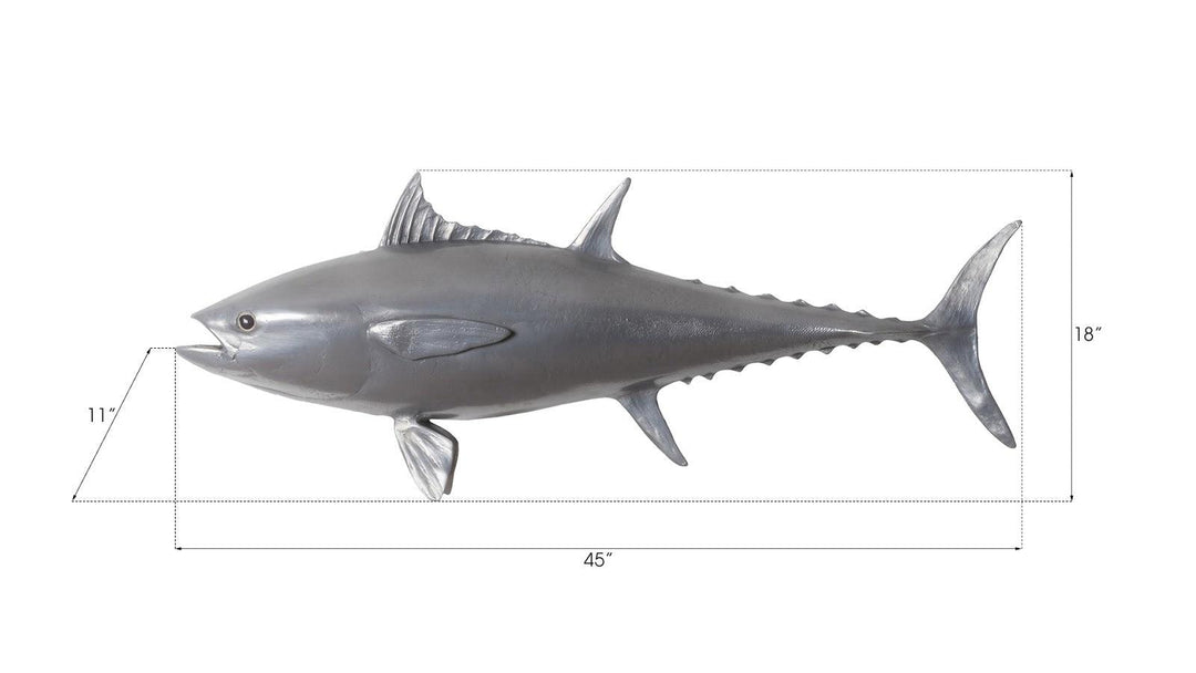 SwayLiving Bluefin Tuna Fish Wall Sculpture, Resin, Polished Aluminum Finish WALL ACCENTS