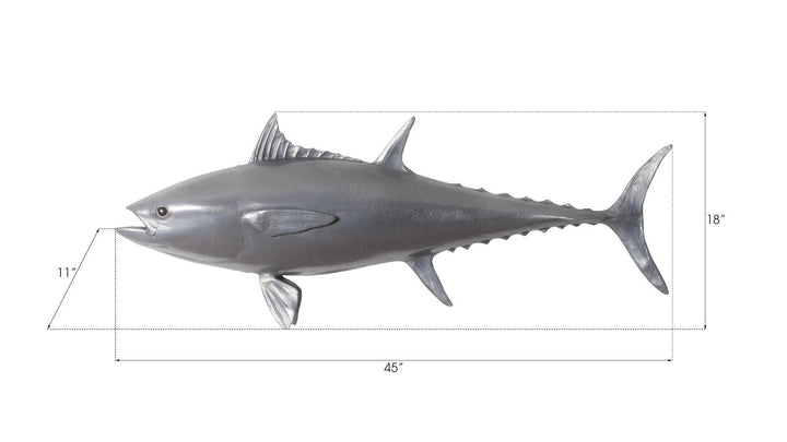 SwayLiving Bluefin Tuna Fish Wall Sculpture, Resin, Polished Aluminum Finish WALL ACCENTS