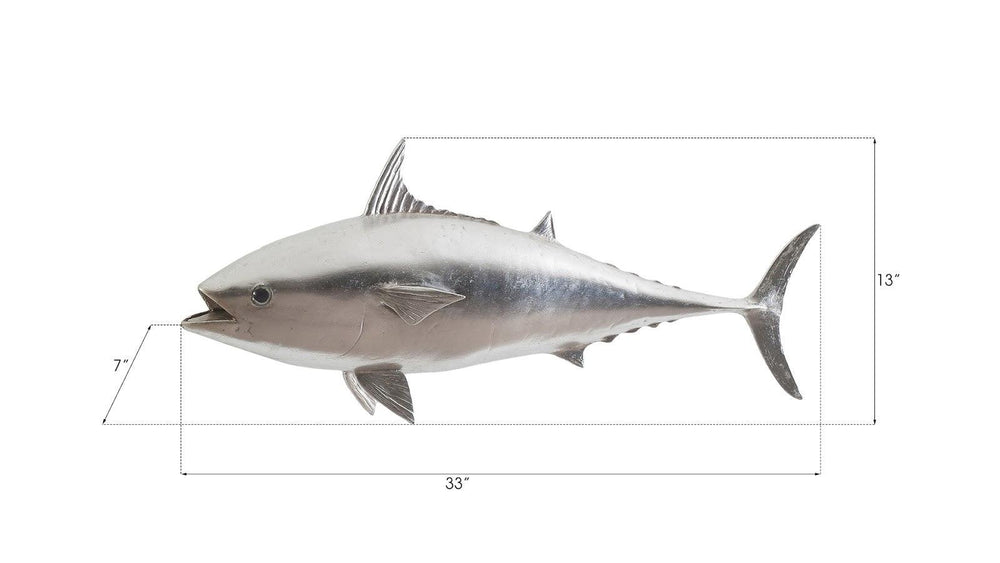 SwayLiving Mackerel Fish Wall Sculpture, Resin, Silver Leaf WALL ACCENTS