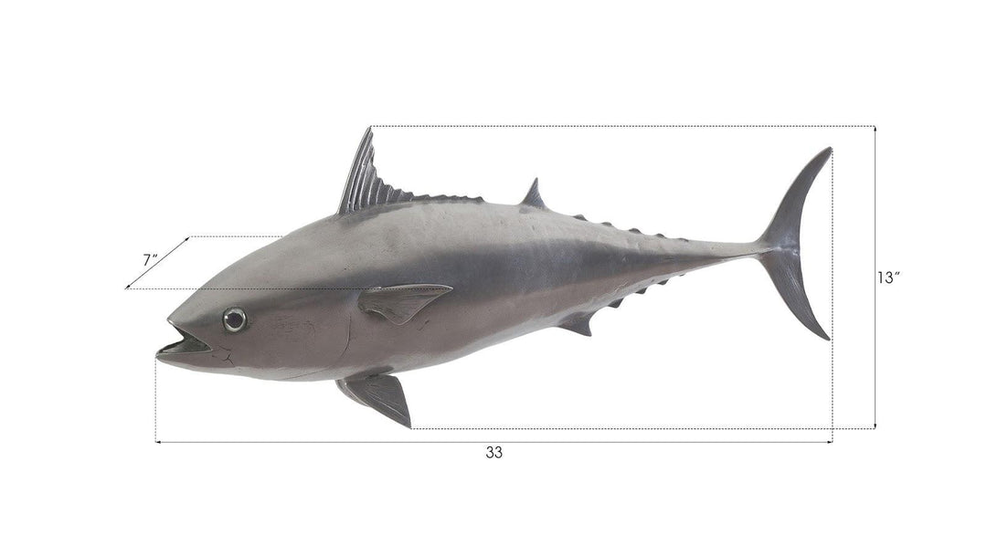 SwayLiving Mackerel Fish Wall Sculpture, Resin, Polished Aluminum Finish WALL ACCENTS