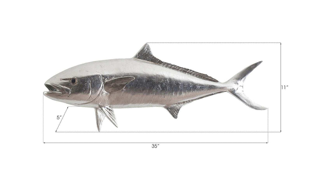 SwayLiving Yellow Tailed King Fish Wall Sculpture, Resin, Silver Leaf WALL ACCENTS
