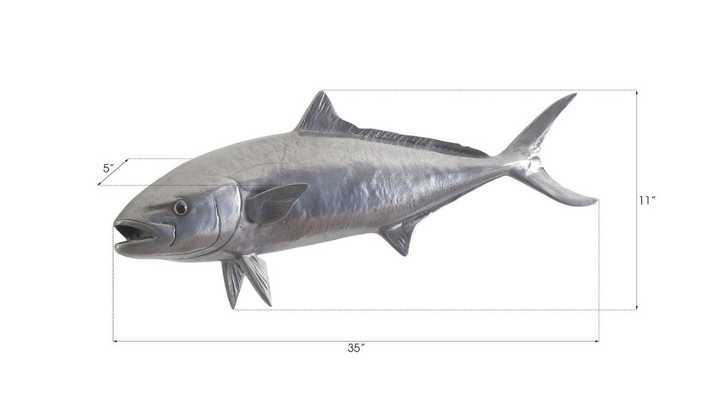 SwayLiving Yellow Tailed King Fish Wall Sculpture, Resin, Polished Aluminum Finish WALL ACCENTS