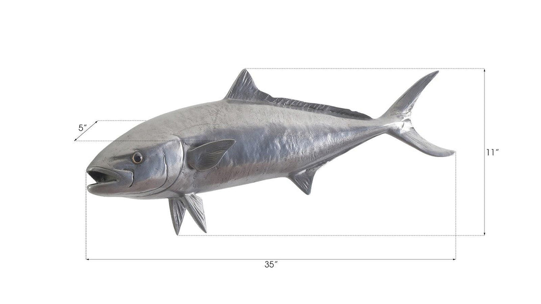 SwayLiving Yellow Tailed King Fish Wall Sculpture, Resin, Polished Aluminum Finish WALL ACCENTS