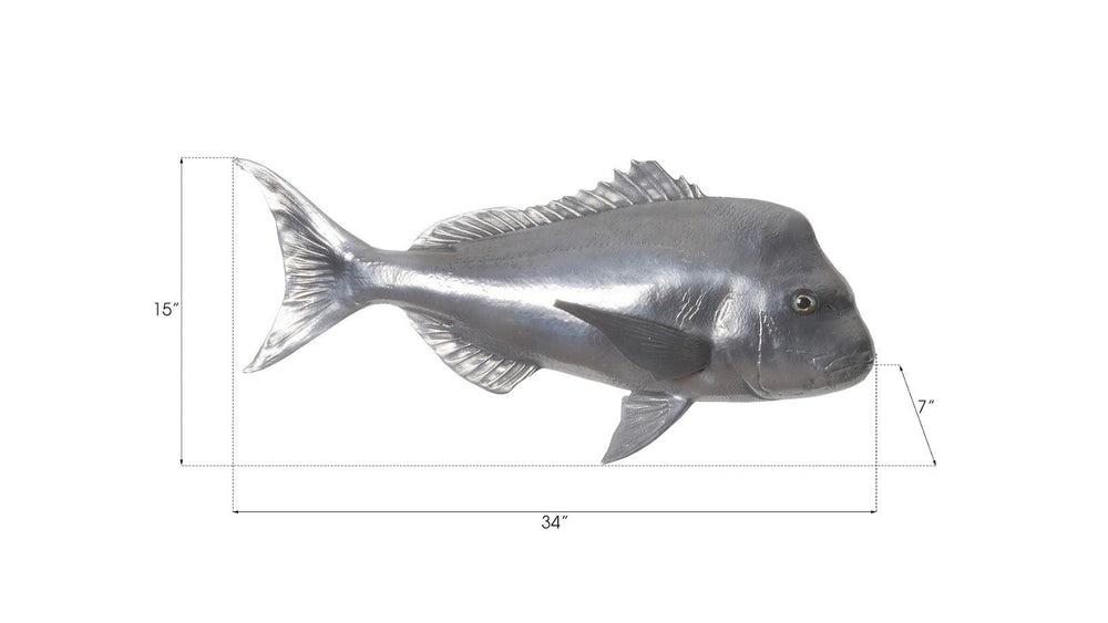 SwayLiving Australian Snapper Fish Wall Sculpture, Resin, Polished Aluminum Finish WALL ACCENTS