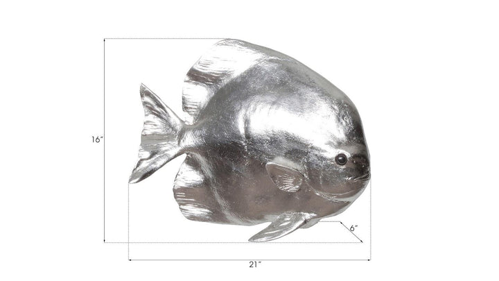 SwayLiving Australian Bat Fish Wall Sculpture, Resin, Silver Leaf WALL ACCENTS