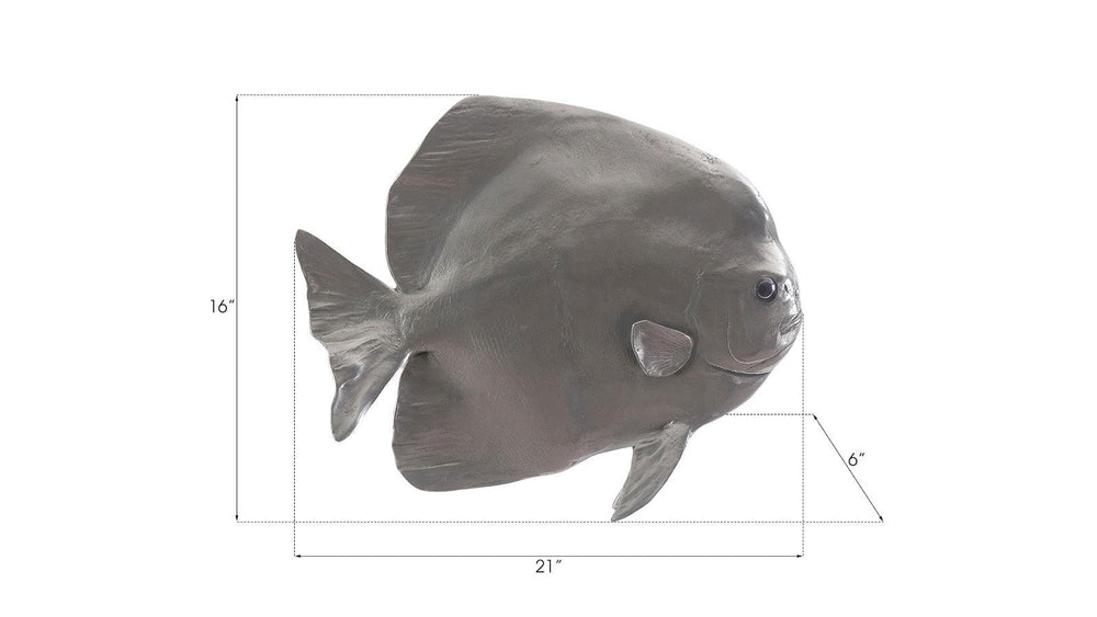 SwayLiving Australian Bat Fish Wall Sculpture, Resin, Polished Aluminum Finish WALL ACCENTS
