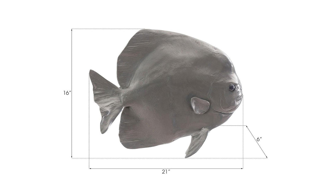 SwayLiving Australian Bat Fish Wall Sculpture, Resin, Polished Aluminum Finish WALL ACCENTS