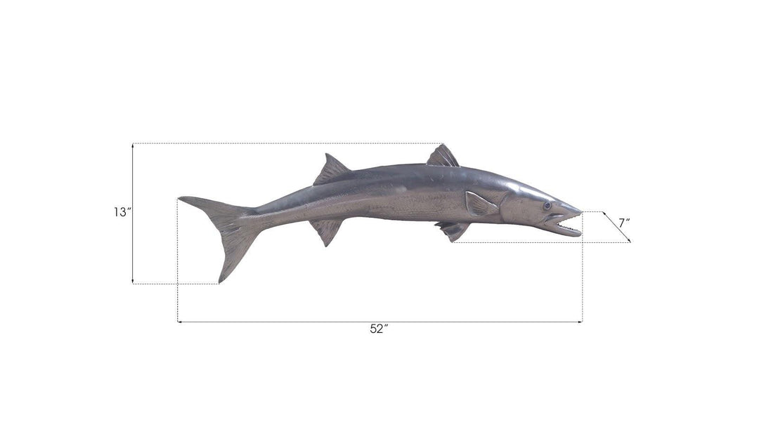 SwayLiving Barracuda Fish Wall Sculpture, Resin, Polished Aluminum Finish WALL ACCENTS
