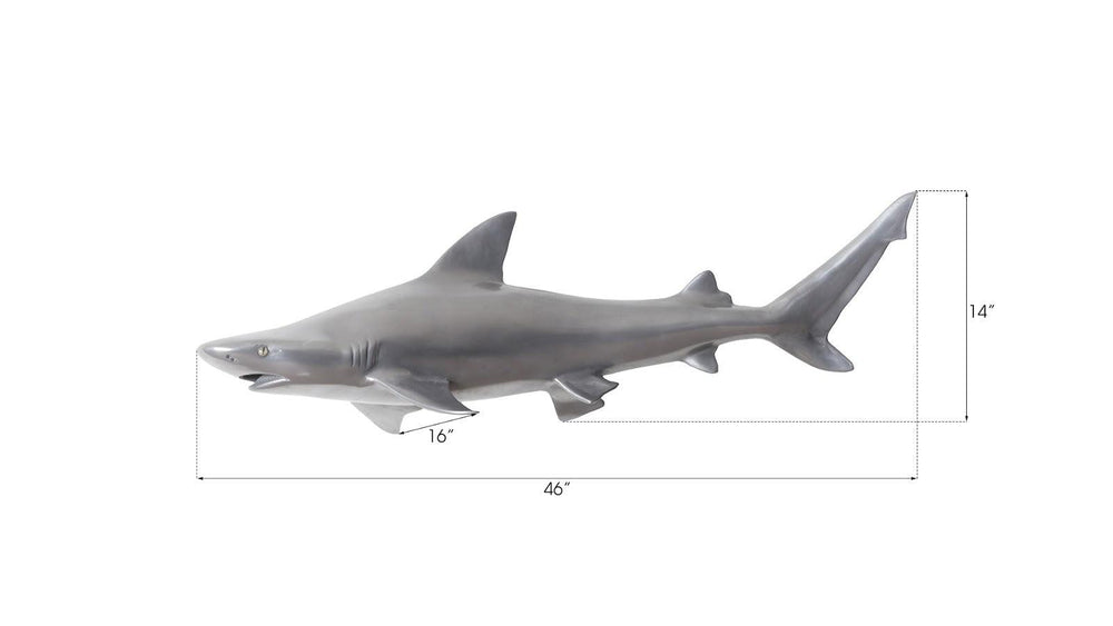 SwayLiving Black Tip Reef Shark, Polished Aluminum WALL ACCENTS