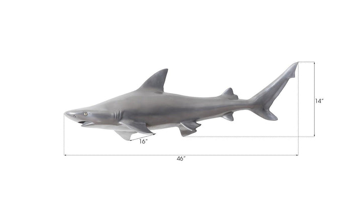 SwayLiving Black Tip Reef Shark, Polished Aluminum WALL ACCENTS
