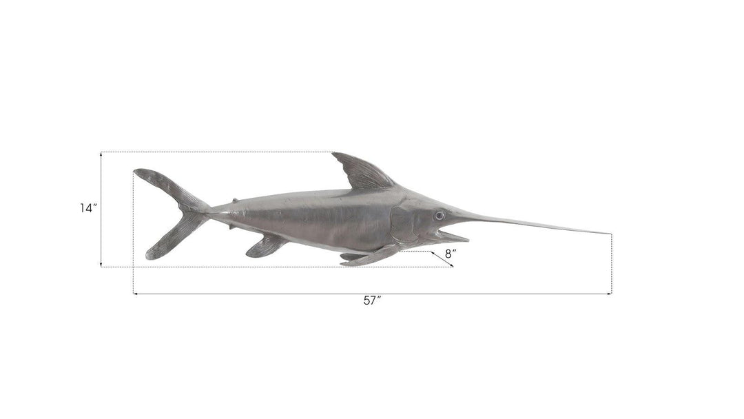 SwayLiving Broadbill Swordfish Fish Wall Sculpture, Resin, Polished Aluminum Finish WALL ACCENTS