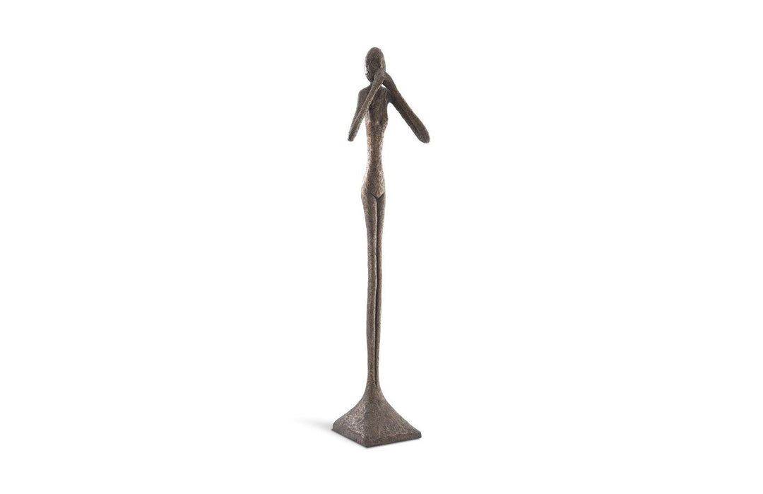 SwayLiving Speak No Evil Slender Sculpture, Large, Resin, Bronze Finish DECORATIVE OBJECTS