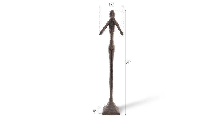SwayLiving Speak No Evil Slender Sculpture, Large, Resin, Bronze Finish DECORATIVE OBJECTS