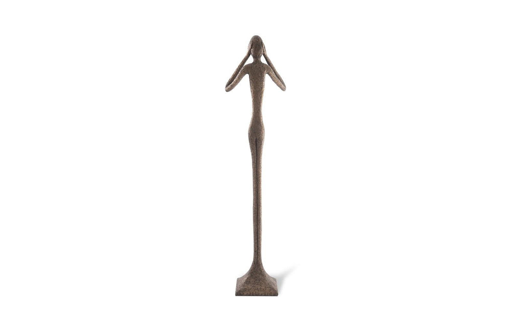 SwayLiving Hear No Evil Slender Sculpture, Large, Resin, Bronze Finish DECORATIVE OBJECTS