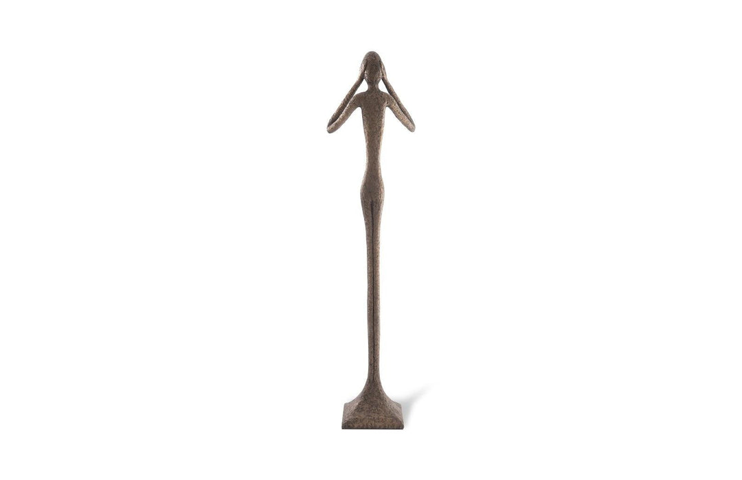 SwayLiving Hear No Evil Slender Sculpture, Large, Resin, Bronze Finish DECORATIVE OBJECTS