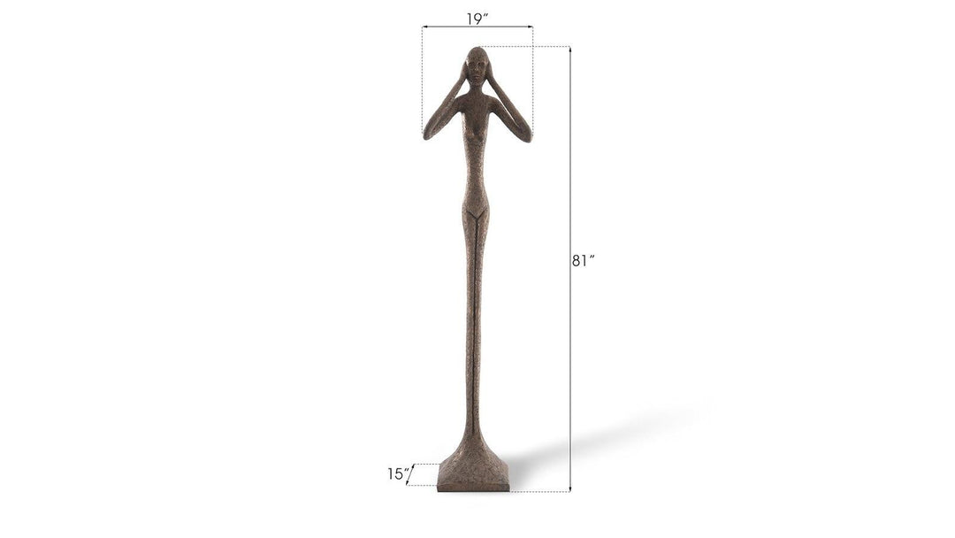 SwayLiving Hear No Evil Slender Sculpture, Large, Resin, Bronze Finish DECORATIVE OBJECTS