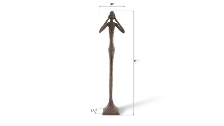 SwayLiving Hear No Evil Slender Sculpture, Large, Resin, Bronze Finish DECORATIVE OBJECTS